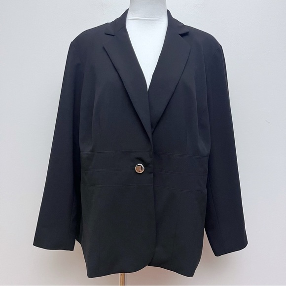 Emaline Woman Black Single Button Lapel Tapered Waist Blazer Women’s Size 18 - Picture 1 of 12